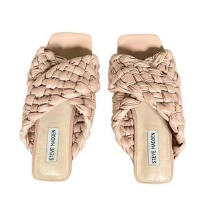 Steve Madden Womens Marina Faux Leather Square Toe Flat Sandals 7.5 Medium​​